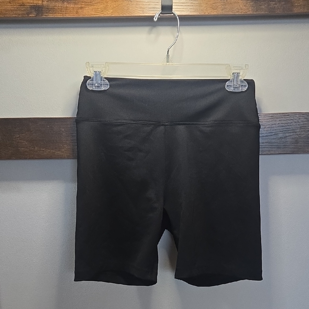 VICTORIA SECRET PINK Black High-Rise Bike Shorts with Supportive Waistband